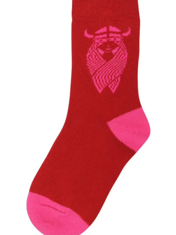 Danekids Socks Dk Rust/Hot Pink FREJA