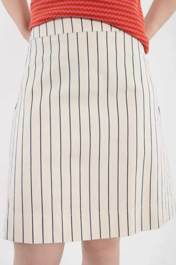Danelondon Stretch Canvas Skirt Chalk/Dk Navy