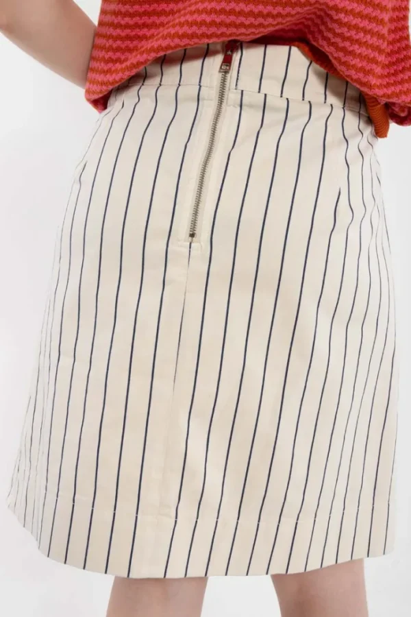 Danelondon Stretch Canvas Skirt Chalk/Dk Navy