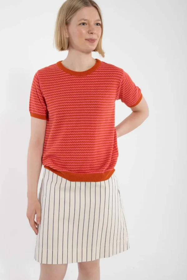 Danelondon Stretch Canvas Skirt Chalk/Dk Navy