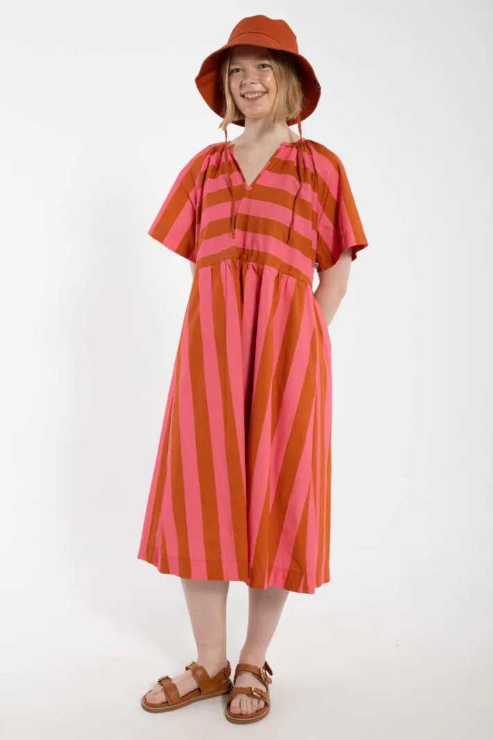 daneluft_smooth_poplin_dr_0.webp Daneluft Smooth Poplin Dress Bright Pink/Light Rust
