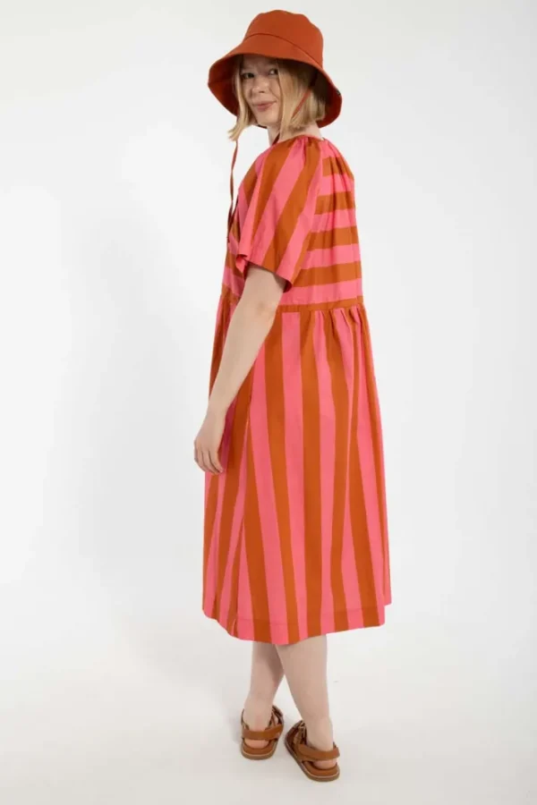 Daneluft Smooth Poplin Dress Bright Pink/Light Rust
