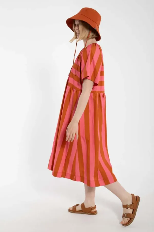 Daneluft Smooth Poplin Dress Bright Pink/Light Rust