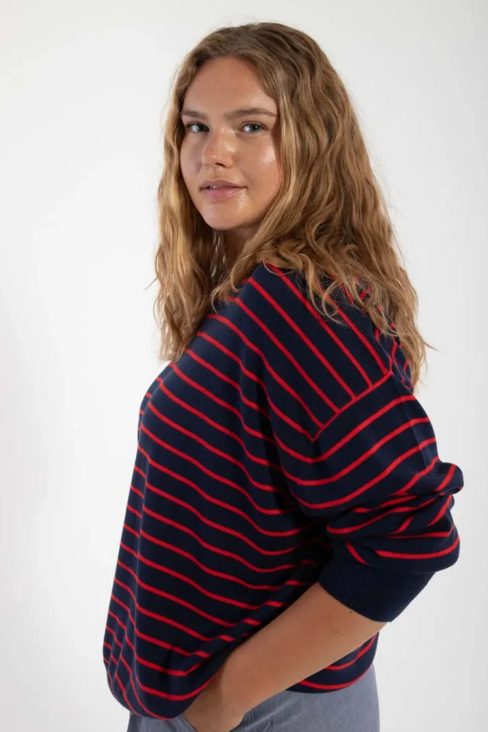 danemeadow_cotton_knit_sw_1-1.webp Danemeadow Cotton Knit Sweater Dk Navy/Summer Red