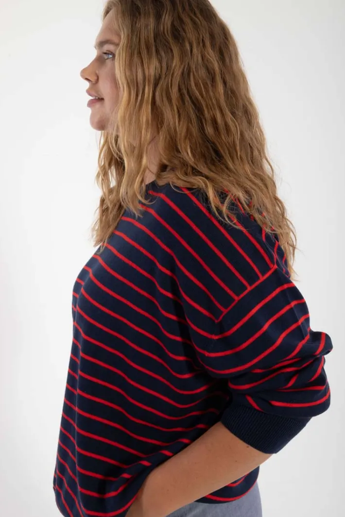 danemeadow_cotton_knit_sw_2-1.webp Danemeadow Cotton Knit Sweater Dk Navy/Summer Red