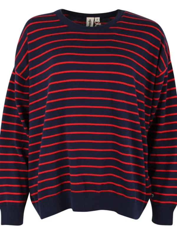 Danemeadow Cotton Knit Sweater Dk Navy/Summer Red