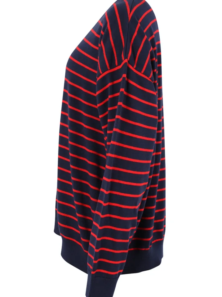 danemeadow_cotton_knit_sw_6-1.webp Danemeadow Cotton Knit Sweater Dk Navy/Summer Red