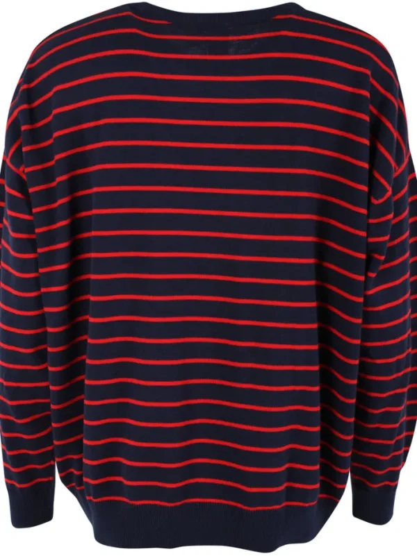 Danemeadow Cotton Knit Sweater Dk Navy/Summer Red