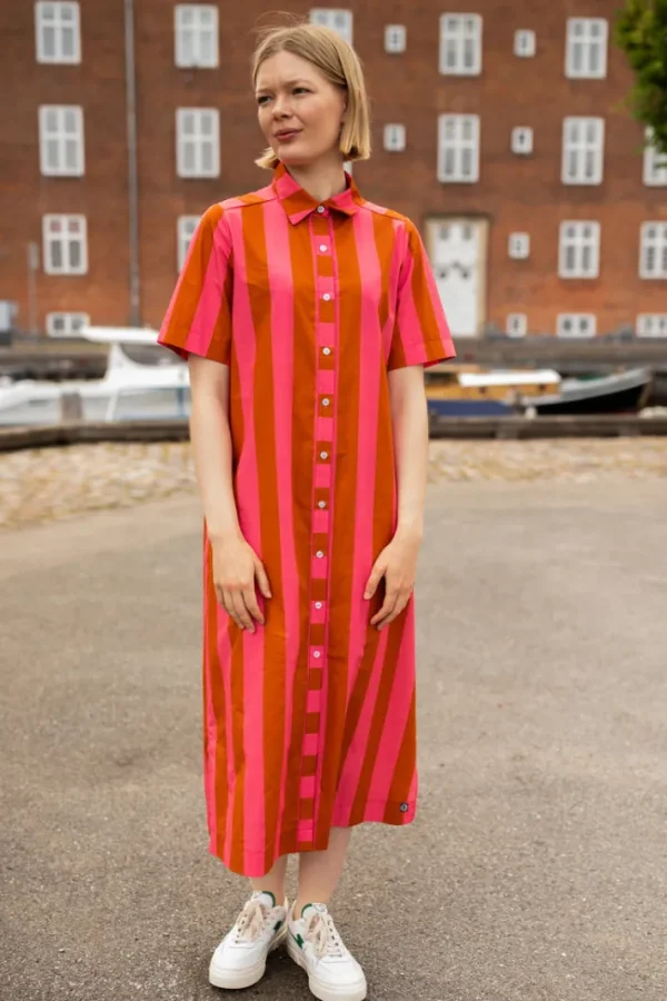 Danepippi SS Smooth Poplin Dress Bright Pink/Light Rust