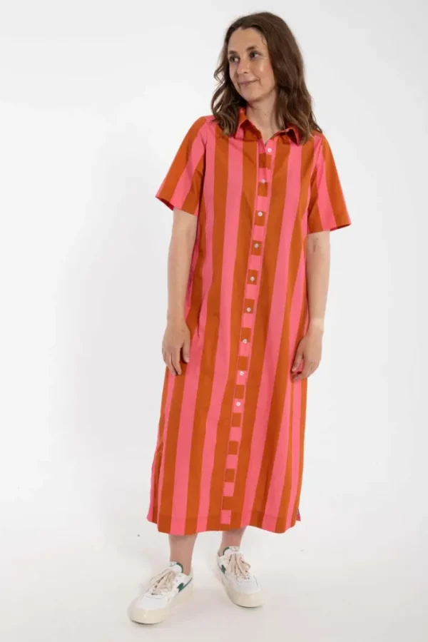 Danepippi SS Smooth Poplin Dress Bright Pink/Light Rust