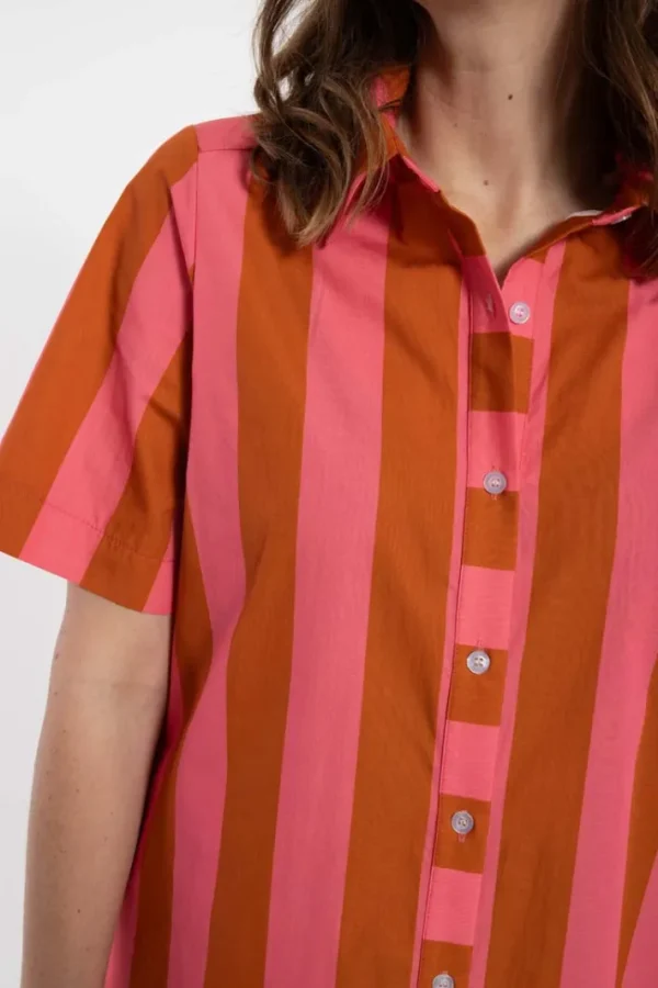 Danepippi SS Smooth Poplin Dress Bright Pink/Light Rust