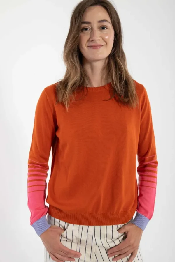 Danepool Cotton Knit Sweater Light Rust/Bright Pink/Lilla