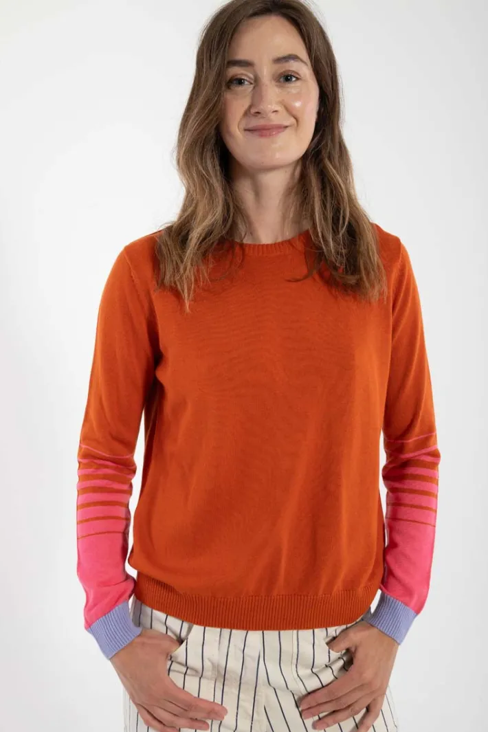 danepool_cotton_knit_swea_0.webp Danepool Cotton Knit Sweater Light Rust/Bright Pink/Lilla