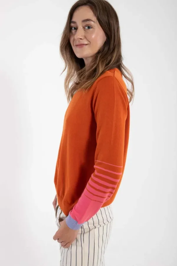 Danepool Cotton Knit Sweater Light Rust/Bright Pink/Lilla
