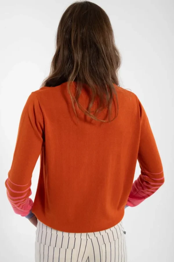 Danepool Cotton Knit Sweater Light Rust/Bright Pink/Lilla