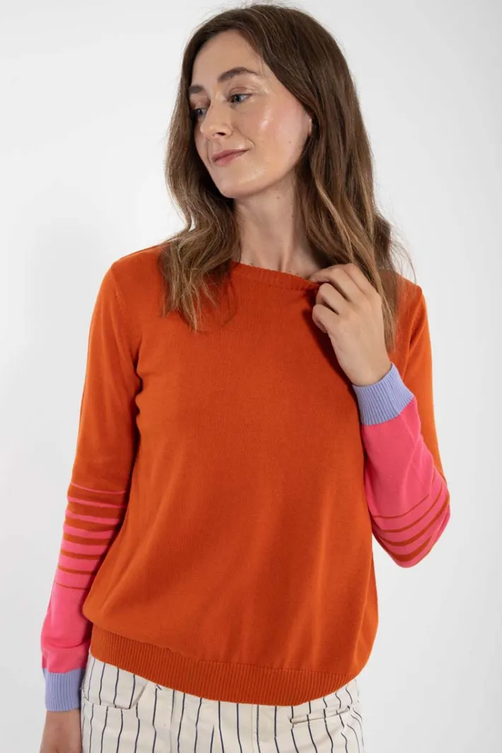 danepool_cotton_knit_swea_3.webp Danepool Cotton Knit Sweater Light Rust/Bright Pink/Lilla