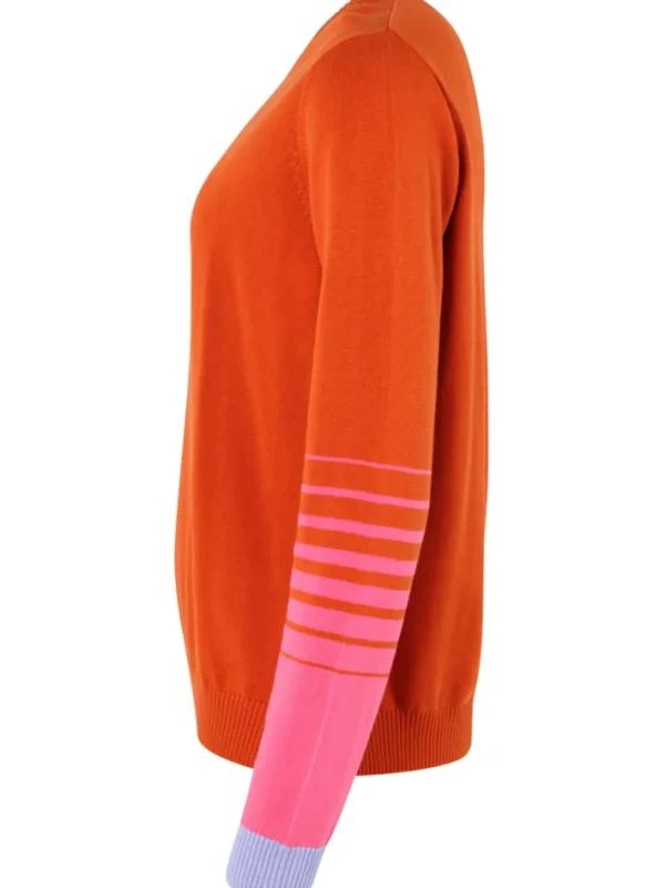 Danepool Cotton Knit Sweater Light Rust/Bright Pink/Lilla
