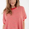 Danepopcorn Pearl Knit Sweater Tee Summer Red/Chalk