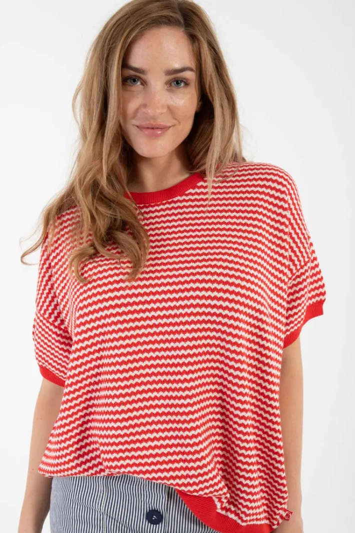 danepopcorn_pearl_knit_sw_0.webp Danepopcorn Pearl Knit Sweater Tee Summer Red/Chalk