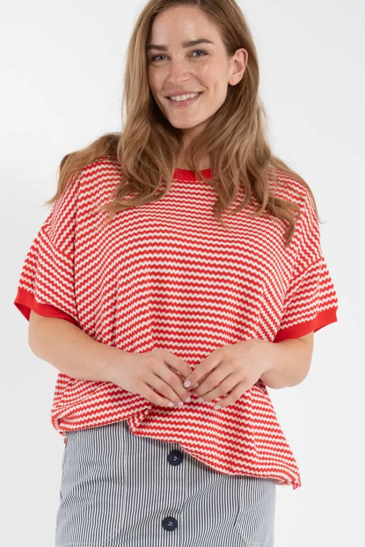 danepopcorn_pearl_knit_sw_2.webp Danepopcorn Pearl Knit Sweater Tee Summer Red/Chalk