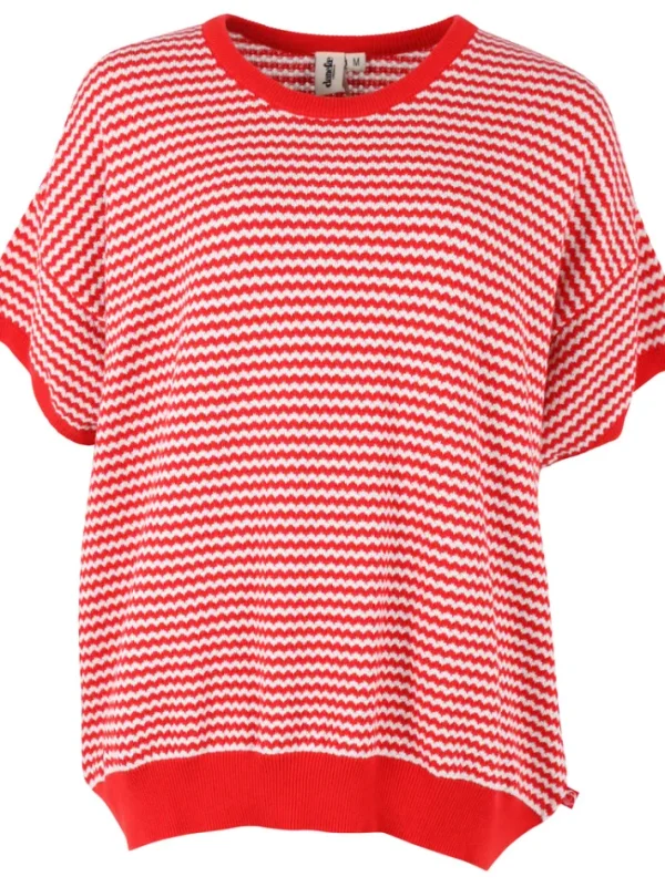 Danepopcorn Pearl Knit Sweater Tee Summer Red/Chalk