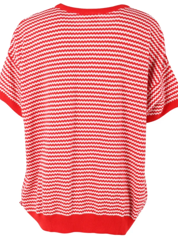 Danepopcorn Pearl Knit Sweater Tee Summer Red/Chalk