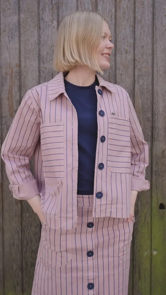 Daneprairie Stretch Canvas Jacket Rose Beige/Dk Navy