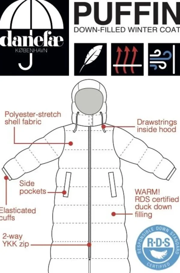 Danepuffin Down Winter Coat Warm Khaki