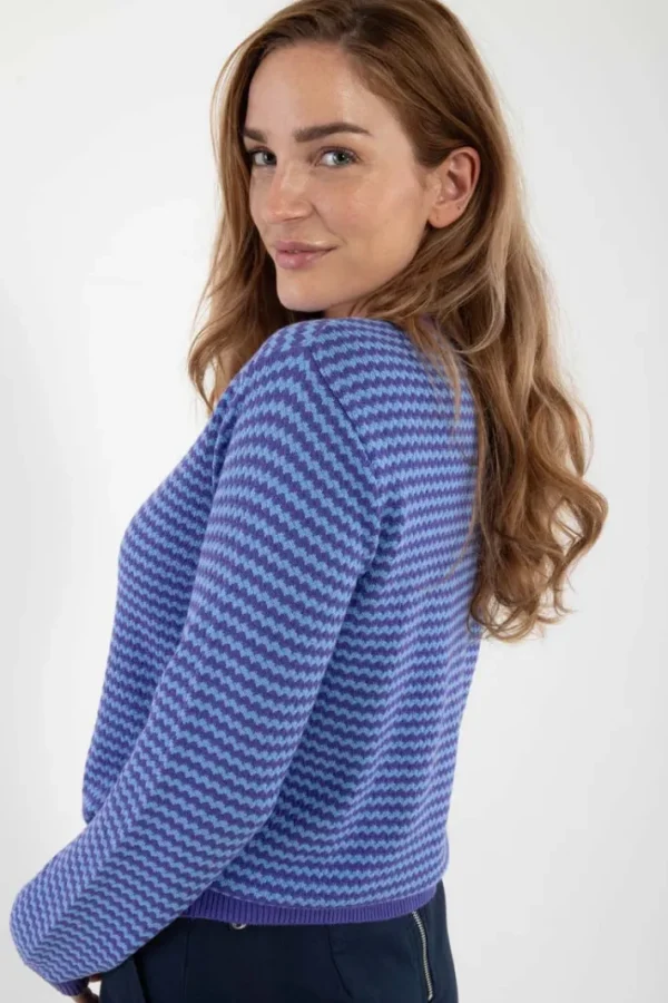 Danesaga Pearl Knit Cardigan Cold Purple/Waterblue