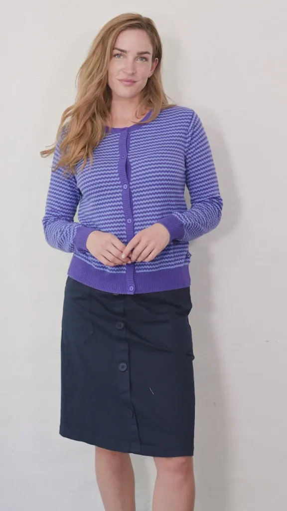 Danesaga Pearl Knit Cardigan Cold Purple/Waterblue