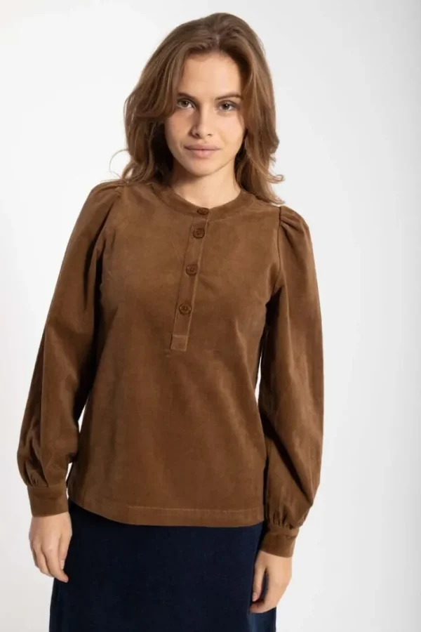 Danesanna Cord Stretch Shirt Brown Beige