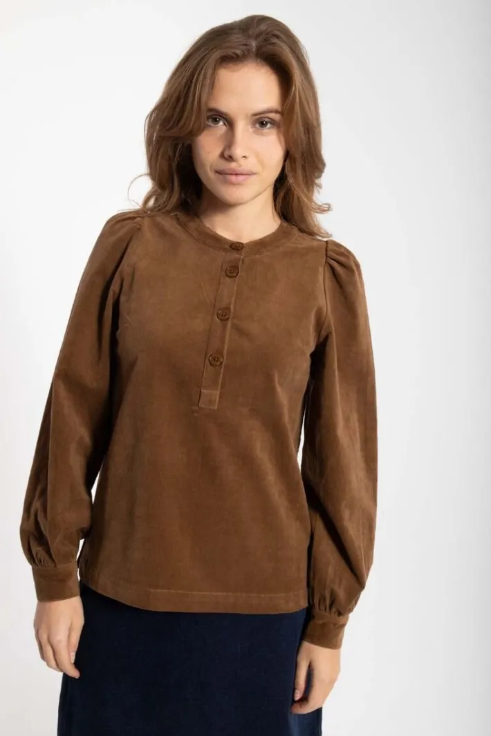 danesanna_cord_stretch_sh_0.webp Danesanna Cord Stretch Shirt Brown Beige