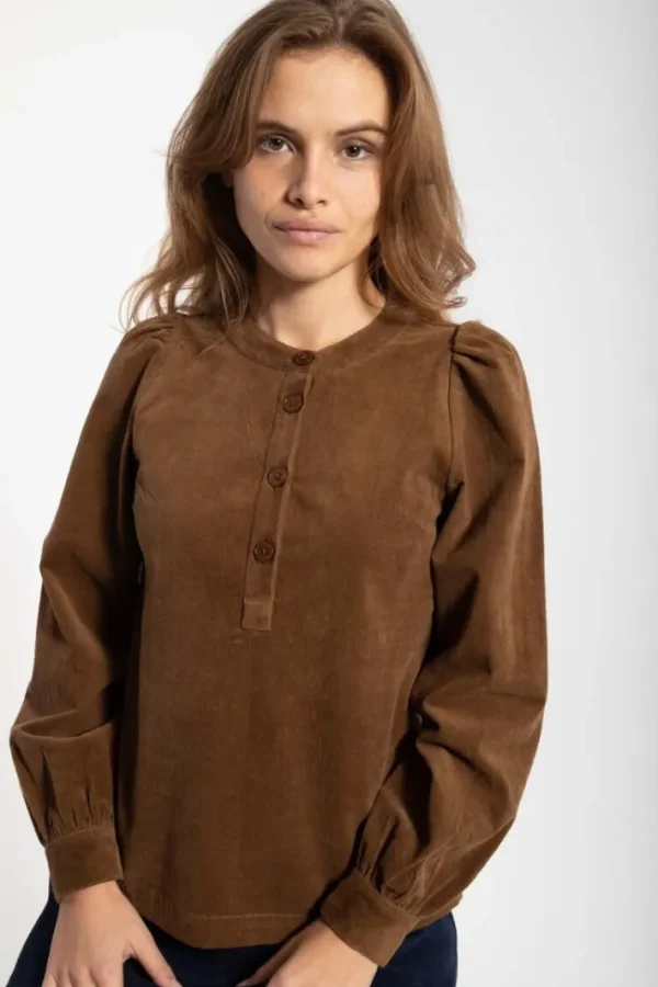 Danesanna Cord Stretch Shirt Brown Beige