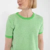 Danesilver Pearl Knit Sweater Tee Bright Green/Chalk