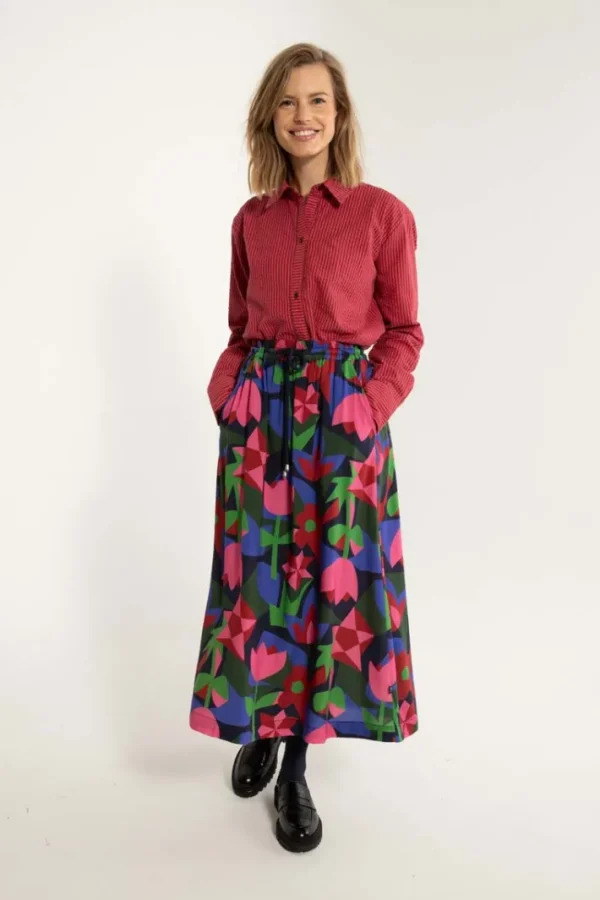 Danespresso Viscose Skirt Dark Navy GEOFLEUR