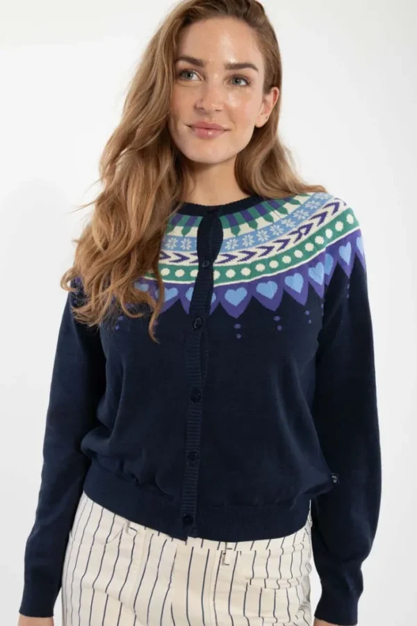 Danesweetheart Cotton Knit Cardigan Dk Navy
