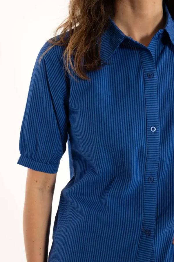 Danesyren SS Searsucker Shirt Deep Marine/Klein Blue