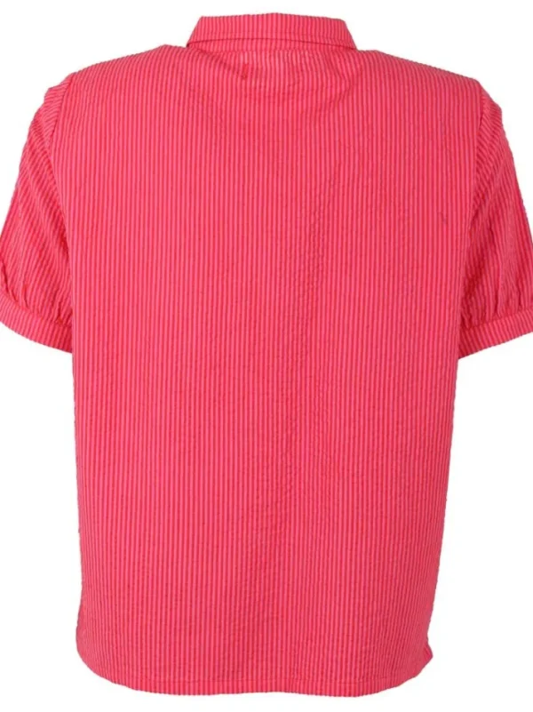 Danesyren SS Searsucker Shirt Super Pink/Bright Red