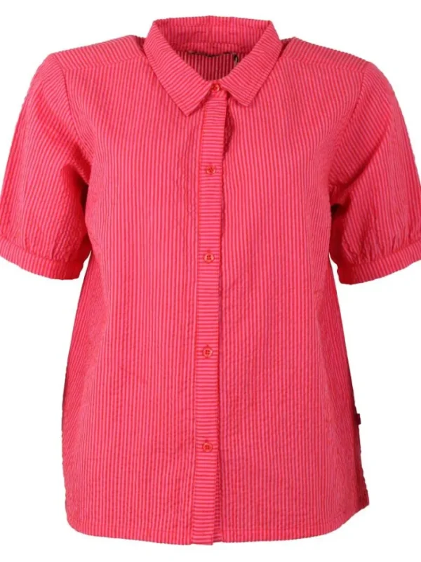 Danesyren SS Searsucker Shirt Super Pink/Bright Red