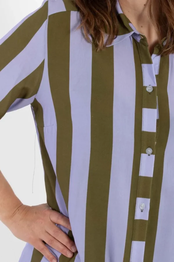 Danesyren SS Viscose Shirt Purple/Olive