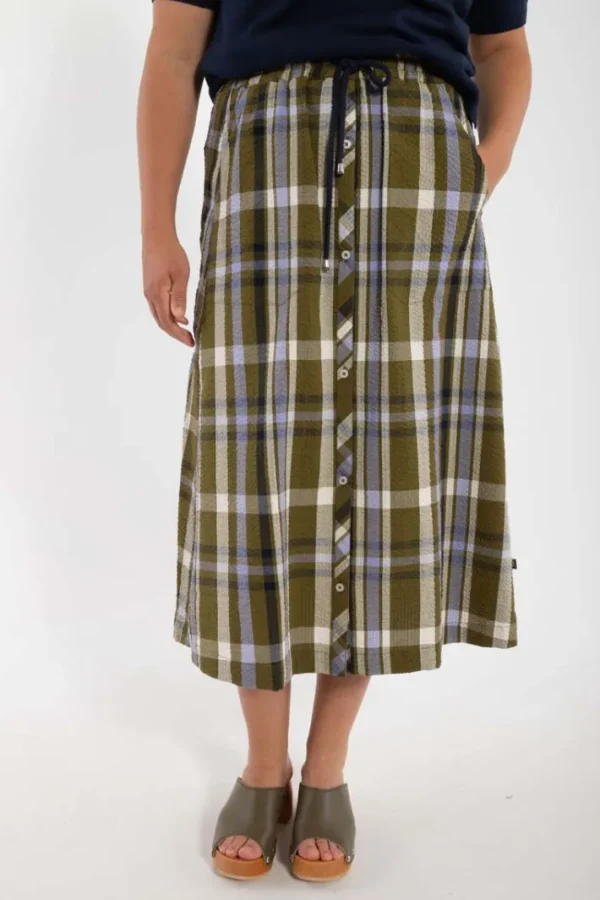 Danevisit Searsucker Skirt Olive WOVENCHECK