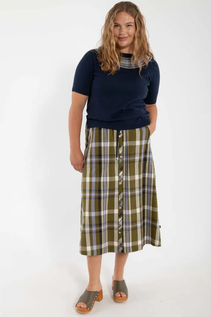 danevisit_searsucker_skir_3-1.webp Danevisit Searsucker Skirt Olive WOVENCHECK