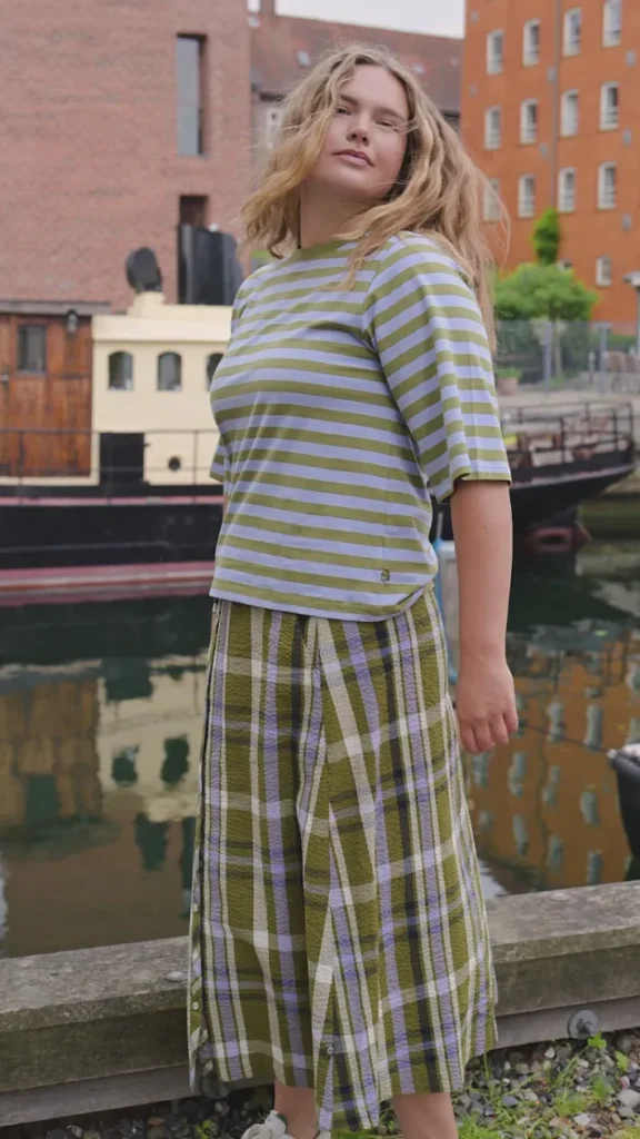 Danevisit Searsucker Skirt Olive WOVENCHECK