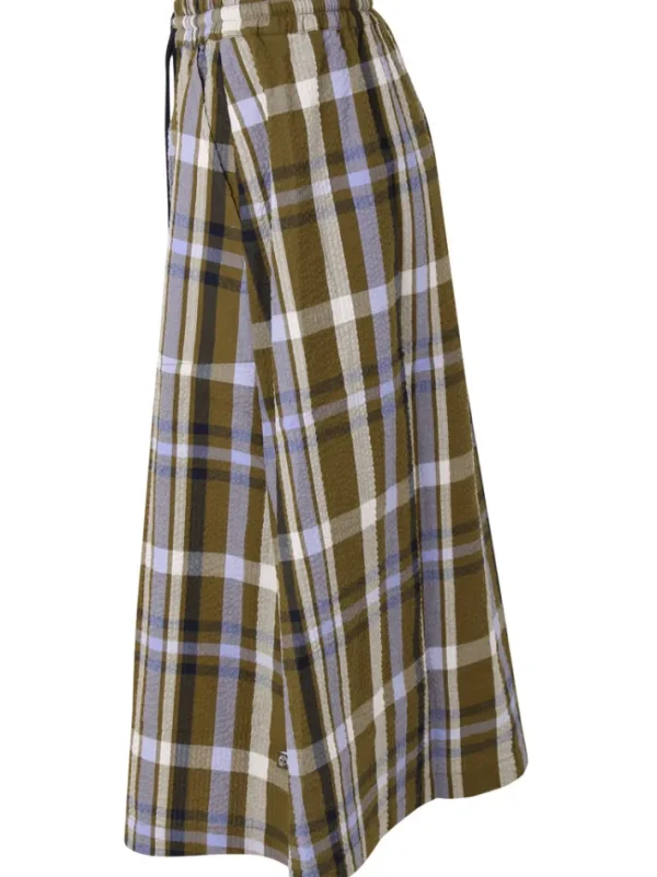 Danevisit Searsucker Skirt Olive WOVENCHECK