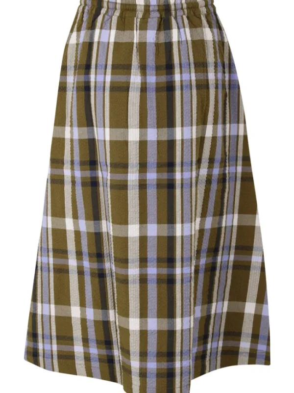 Danevisit Searsucker Skirt Olive WOVENCHECK