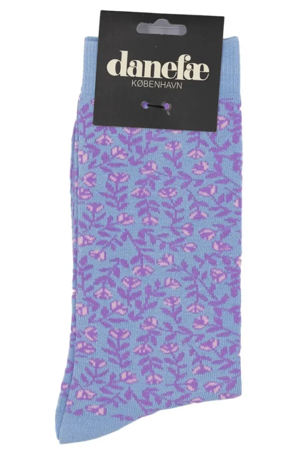 Danewalk with me Socks Light Blue BIG FLEURIE