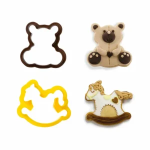 Decora Plastic Cookie Cutter Teddy Bear and Rocking Horse