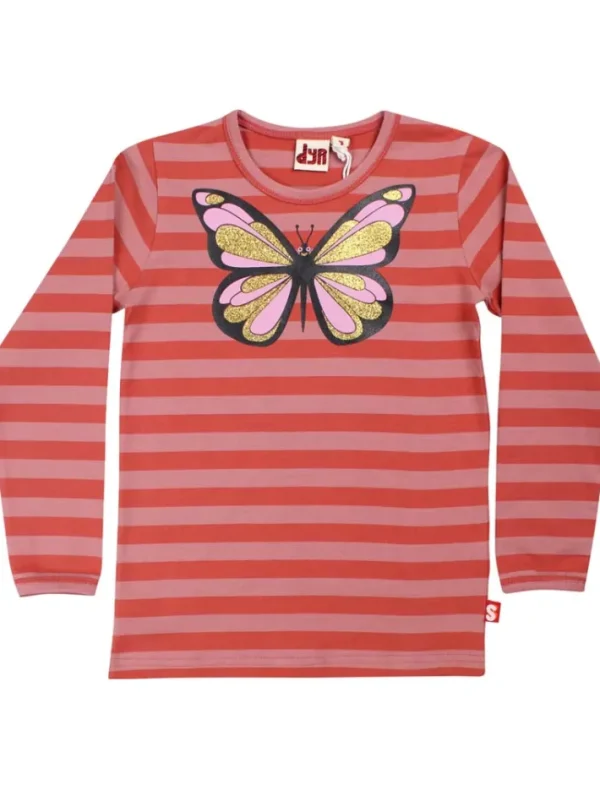 Dyrroar T AOP/STRIB Antique Rose/Swedish Red SOMMERFUGL