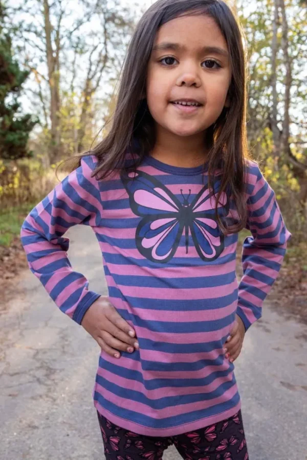 Dyrroar T AOP/STRIB Grey Marine/Old Rose SOMMERFUGL