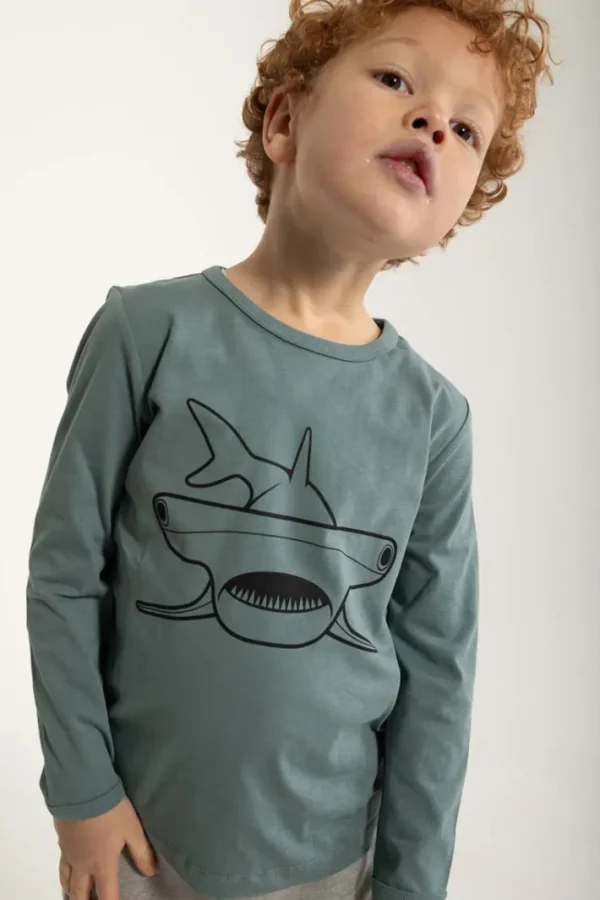 Dyrshedding T Blue Grey OUTLINE HAMMERHAJ